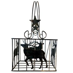Elk Metal Wire Basket 5x7in Basket 11"  Handle Rustic Nature Black Outdoor Decor
